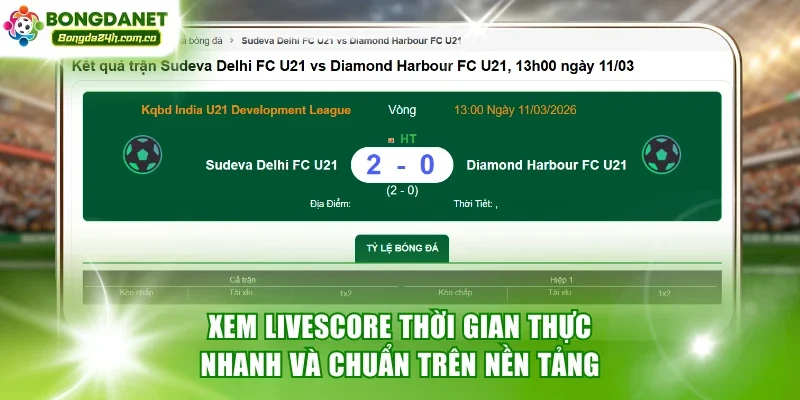Theo dõi livescore thời gian thực nhanh và chuẩn trên nền tảng